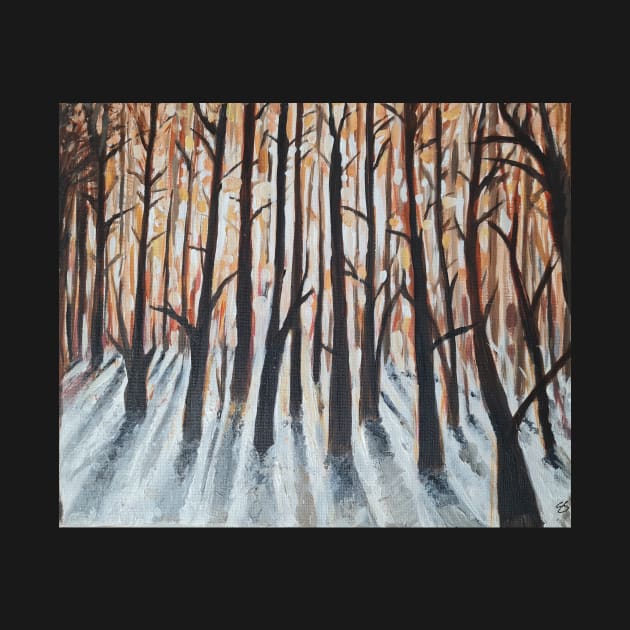 Sun in the forest - hand painted in acrylic by SophieStockArt