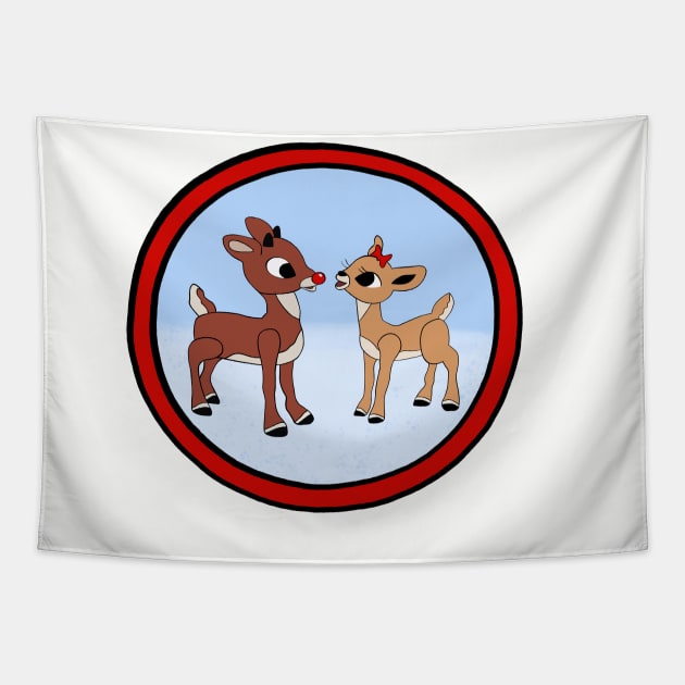 Rudolph The Red-Nosed Reindeer & Clarice Tapestry by jackmanion