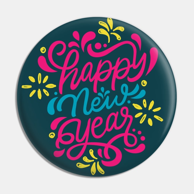 Vibrant and Festive Happy New Year Pin by SLAG_Creative