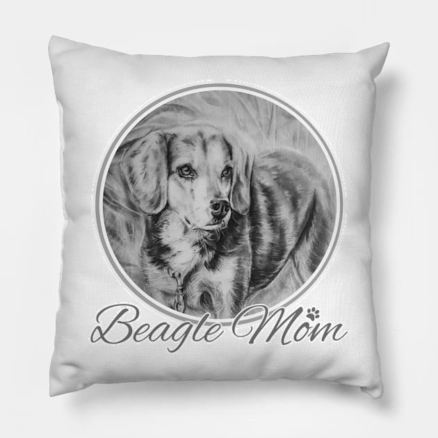 Beagle Mom Art Pillow by AuburnQuailart