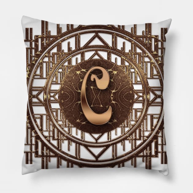 c letter golden initials gift idea in vintage glamour design Pillow by designsbyxarah