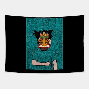 9 - Radiant Male NFT: Embrace the Hawaiian Vibes with Dark Eyes on TeePubli Tapestry