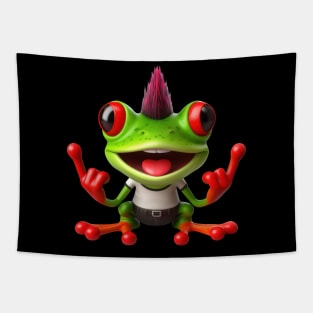 funny punk red eyed tree frog Tapestry