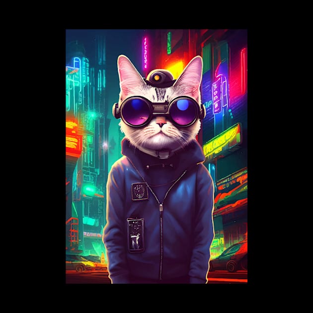 Cool Japanese Techno Cat In Japan Neon City by star trek fanart and more