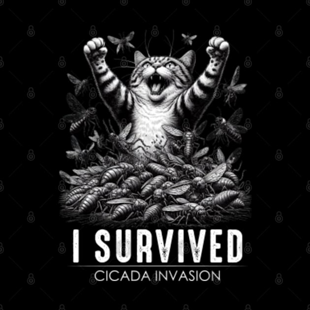 Cicada Invasion Survivor Funny Cat by GreenCraft