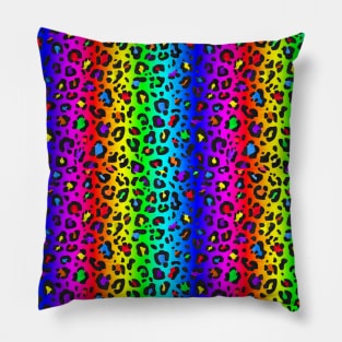 Rainbow Leopard Print Pattern Pillow