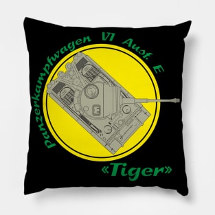 Heavy tank Pz-VI Tiger on a yellow background Pillow