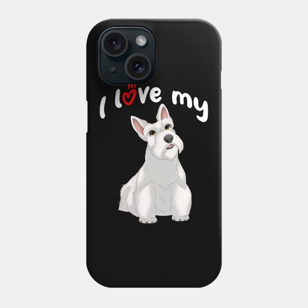 I Love My White Scottish Terrier Dog Phone Case by millersye