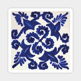 Navy blue mexican classic ceramic talavera tile Magnet