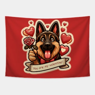 German Shepherd Valentine's day Tapestry