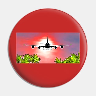 Airplane Landing at Tropical Island Pin