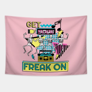 Retro 90s aesthetic dancing skeletons | get your freak on Tapestry