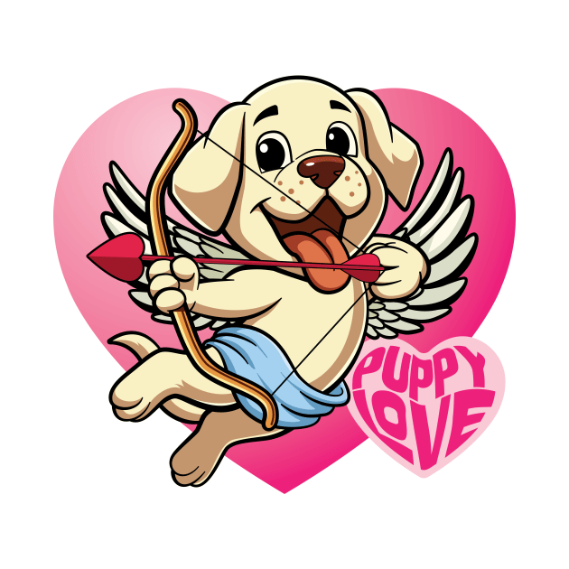 Puppy Love - Cute Labrador Retriever Puppy Cupid by Iron Ox Graphics