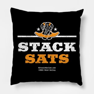 Stack Sats Western Font Crowned With Crossed Cowboy Boots Pillow