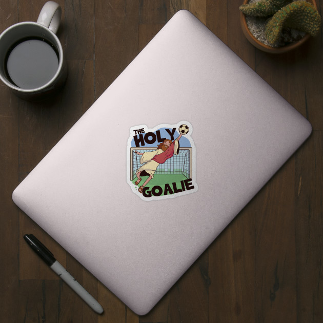 The Holy Goalie, Jesus Saves // Funny Jesus Cartoon - Jesus Saves - Sticker