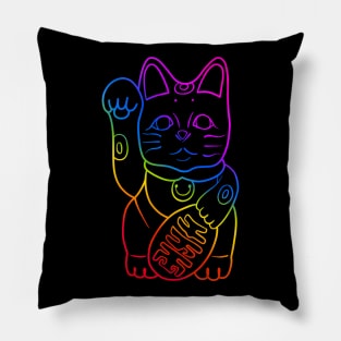 Lucky Cat. - Rainbow Pillow