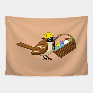 Funny Cute Bird with Colorful Eggs Basket Tapestry