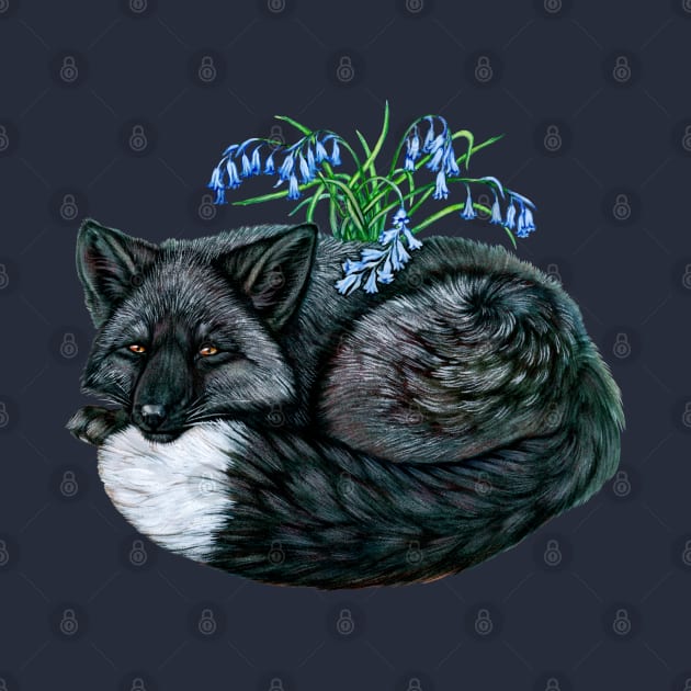 Silver Fox with Bluebells by Pip Tacla