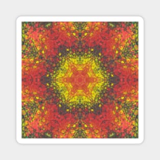 Digital Mandala Yellow Red and Black Magnet