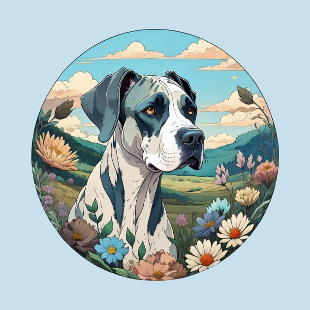 Harlequin Great Dane Landscape by Pet And Petal