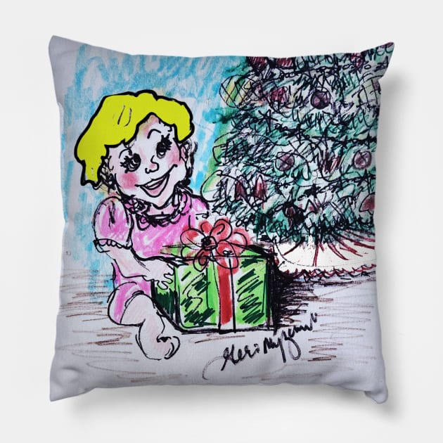 My First Christmas Present Pillow by TheArtQueenOfMichigan 