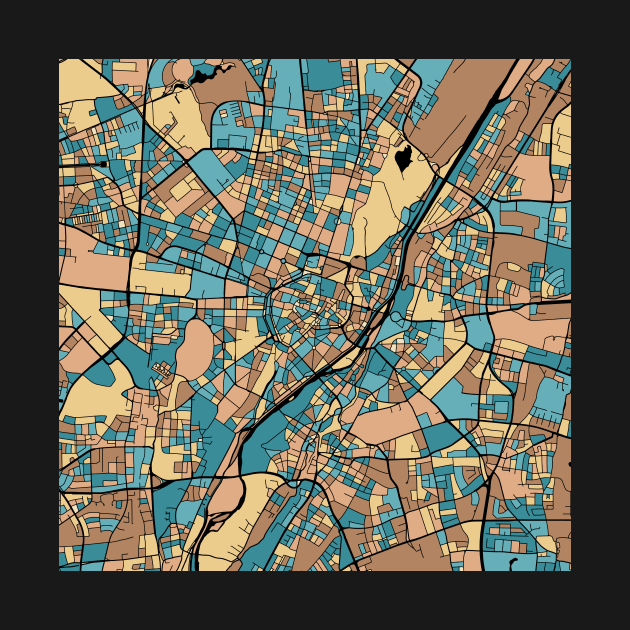 Munich Map Pattern in Mid Century Pastel by PatternMaps