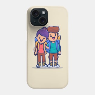 Cute Couple Boy And Girl Travelling Together Phone Case