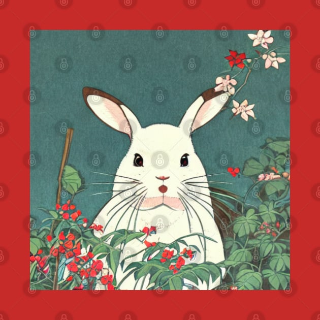 Cute Red Christmas Bunny Rabbit Loves Elegant Merry Christmas New Year by DaysuCollege