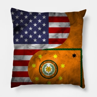 USA and Cherokee Dual Flag Yin Yang Combination Pillow