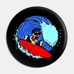 Surfing Skeleton Pin