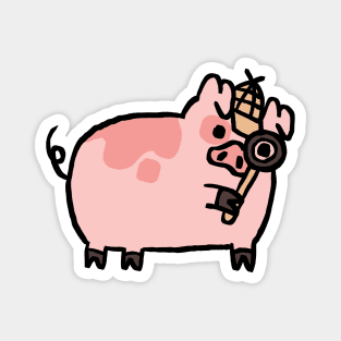 Cute Cartoon Piggy Detective Magnet