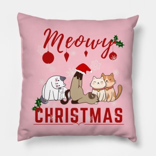 Meowy Christmas the funny merry Christmas concept for cat lover Pillow