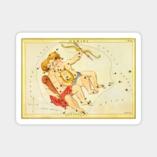 Gemini the Twins, from Urania's Mirror, Vintage Signs of the Zodiac Magnet