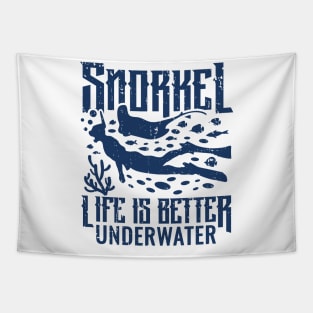 Snorkel, life is better underwater blue Tapestry