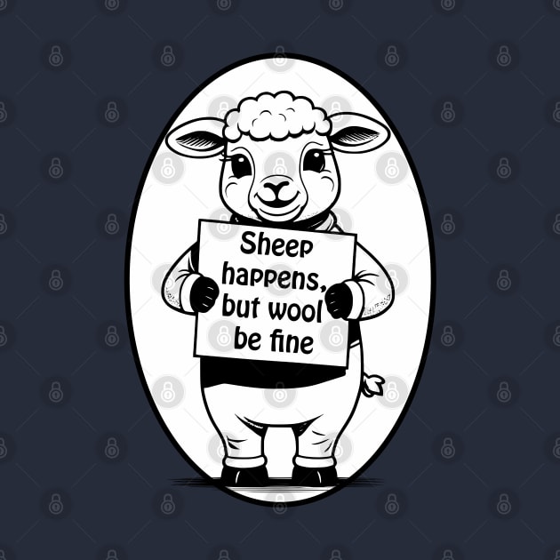 Sheep happens, but wool be fine - cute & funny animal pun by punderful_day