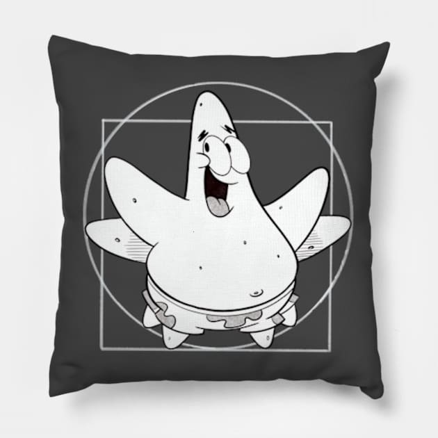 vitruvian patrick Pillow by creativeballoon