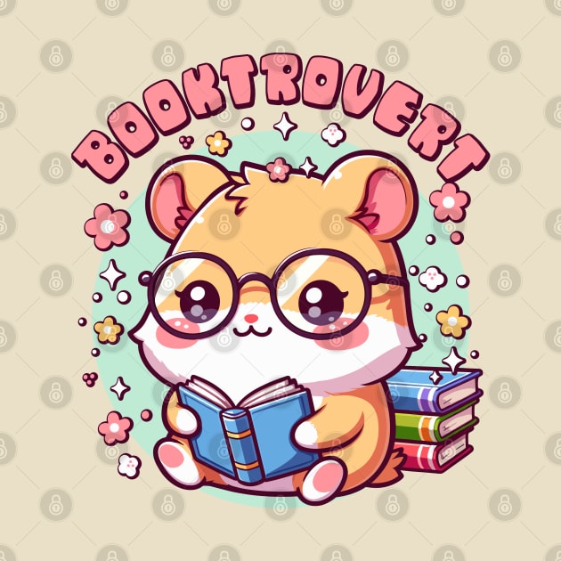 Booktrovert Kawaii Hamster Reading a Book Cute Bookworm by Cuteness Klub