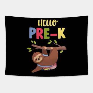 Funny Hello Pre-K Gift Back To School Sloth Shirt Tapestry