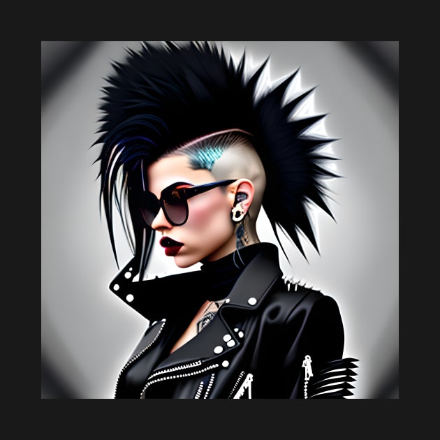 Punk Rock Mohawk Girl by AI Created Artwork