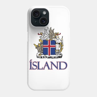 Iceland - Coat of Arms Design (Icelandic Text) Phone Case