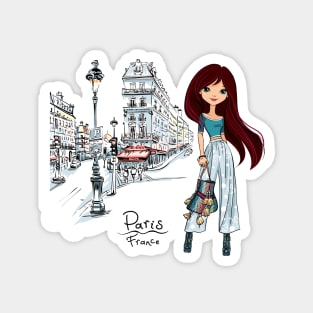 Vector fashion girl in Paris Magnet