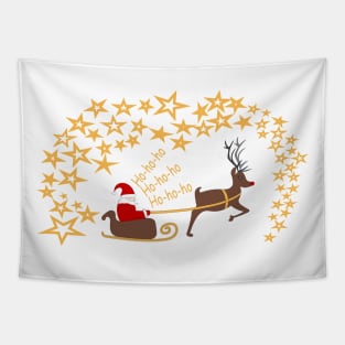 Santa Claus and Rudolph reindeer with stars Tapestry