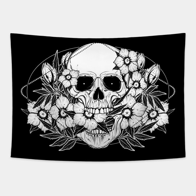 Floral skull Tapestry by Von Kowen