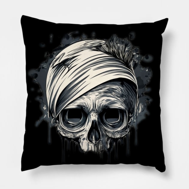 Dark skull halloween theme Pillow by Bergen242