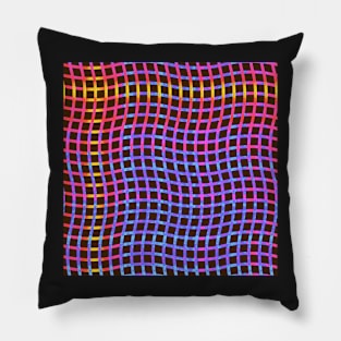 Wavy Plaid Rainbow on Dark Brown Repeat 5748 Pillow