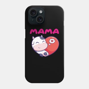 cute cow love heart Mama Phone Case