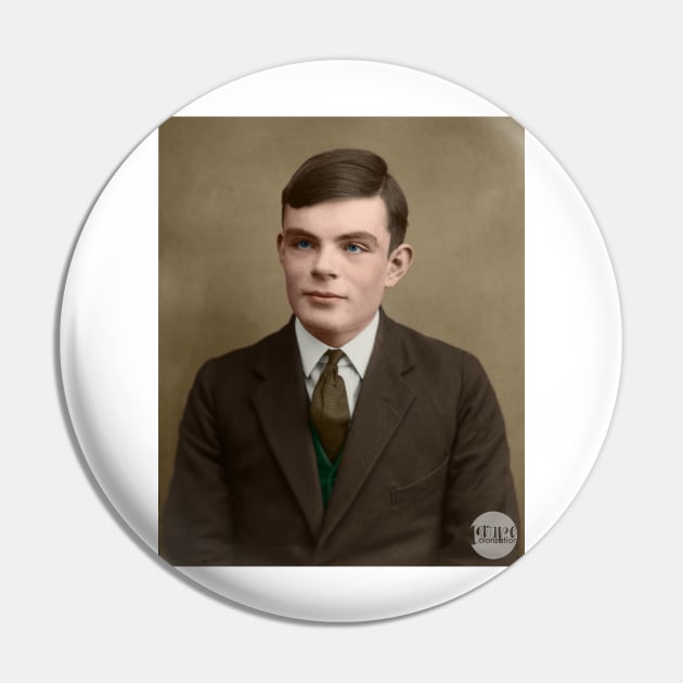 Alan Turing, 1927 - Colorized Pin by Laurynsworld