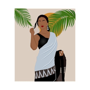 Indian woman in white saree T-Shirt