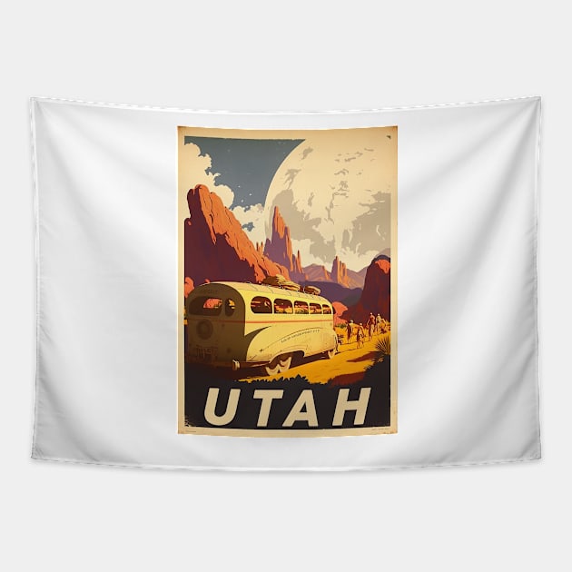 Utah Desert Vintage Travel Art Poster Tapestry by OldTravelArt