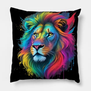 Colorful Lion Art Pillow